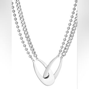 Silver Link Chain Choker Necklace Y2K Minimalist Abstract